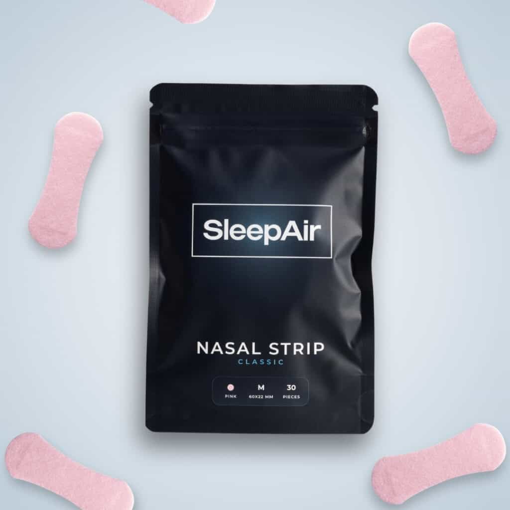 Pásky na nos SleepAir v ružovej farbe, veľkosť M, 30 kusov, pre lepší spánok a dýchanie.