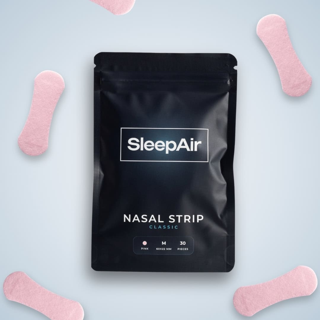 Pásky na nos SleepAir v ružovej farbe, veľkosť M, 30 kusov, pre lepší spánok a dýchanie.